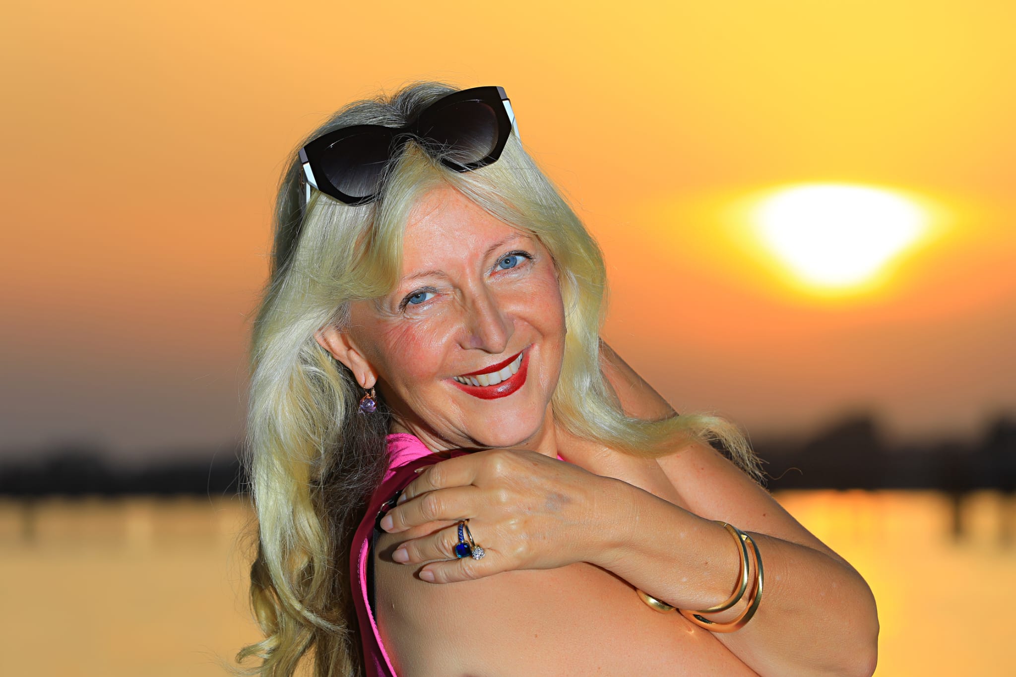 Andrea Überall bei Sonnenuntergang
